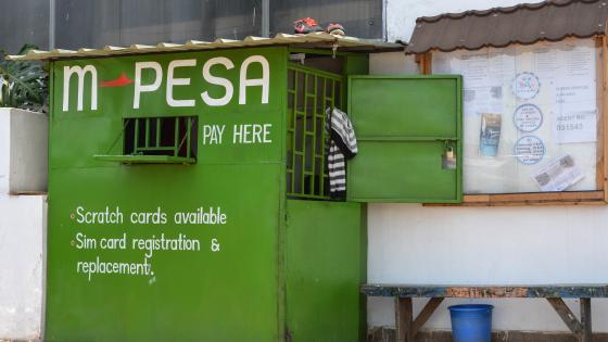 M-PESA kiosk outside Kibera centre in Nairobi