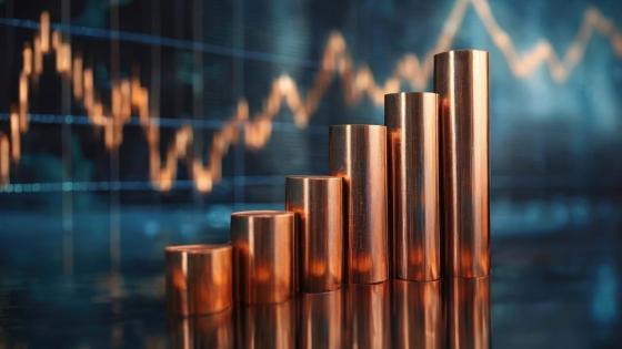 Copper bars in front of graph