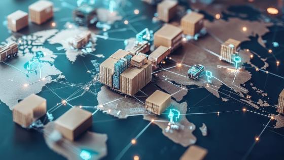 3D rendering of global supply chain