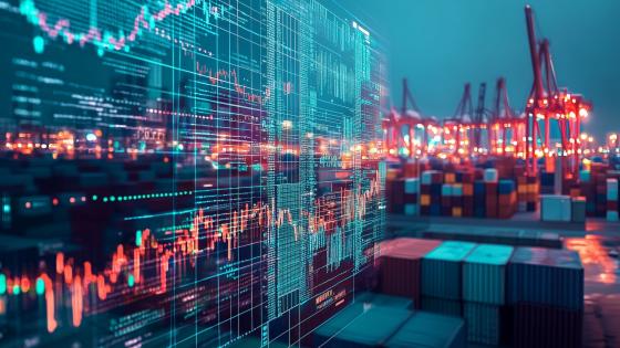 Shipping containers and financial charts