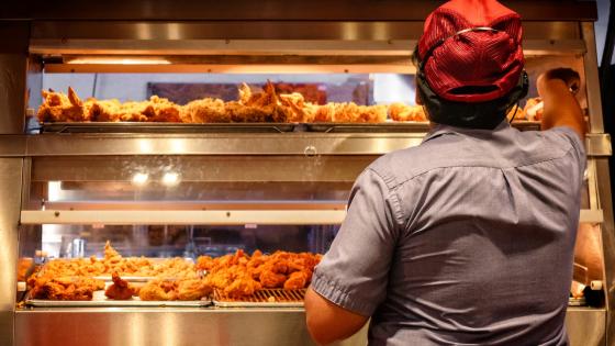 Worker in fast food restaurant