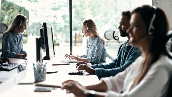 Workers in a call centre