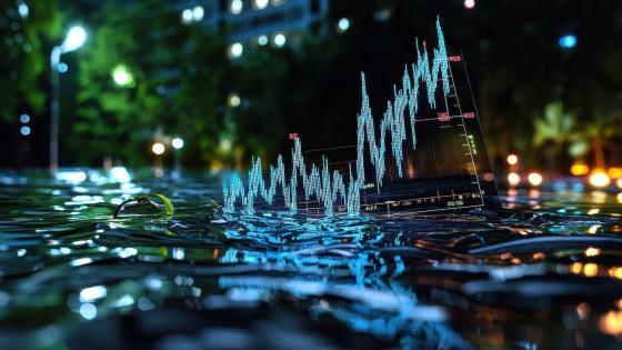 Economic chart submerged in water